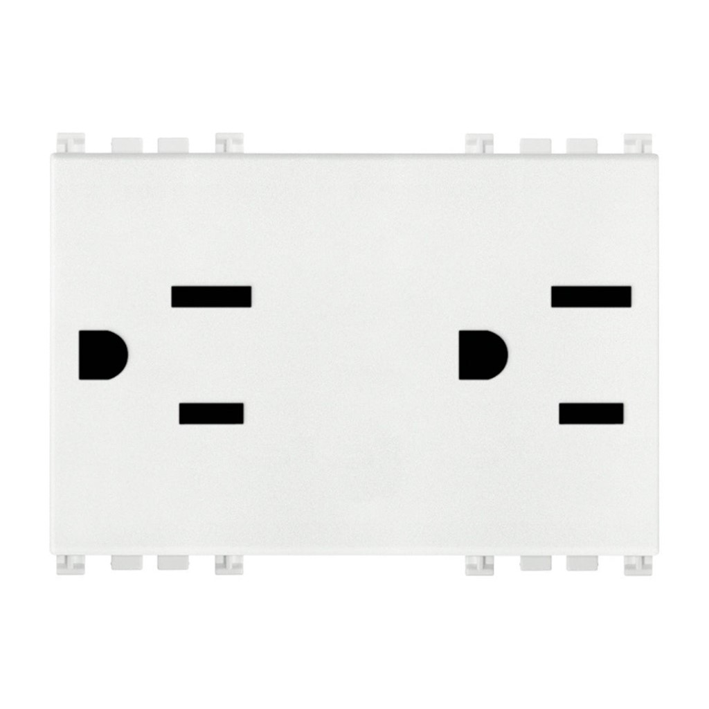 CONTACTO DUPLEX 2P+T 15A 127V USA BLANCO (ARKE)