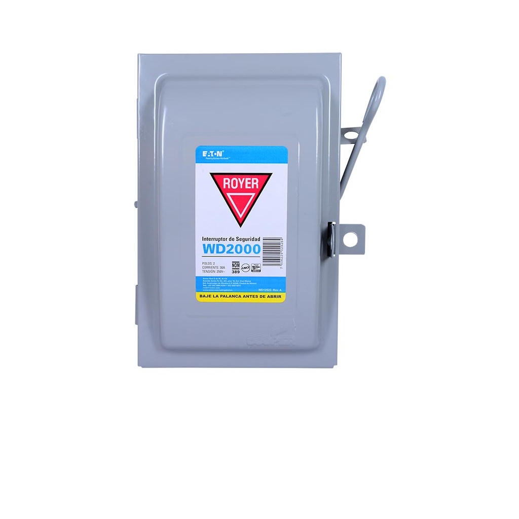 INT SEGURIDAD ROYER 2x30A 250V (BASE DE PLÁSTICO)