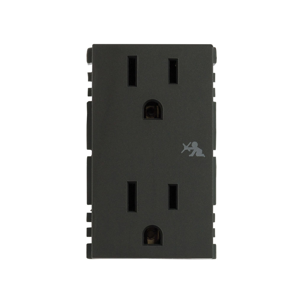 TOMA CORRIENTE DUPLEX 2P+T C/SEGUR 15A 127V GRAFITO S25 PLUS