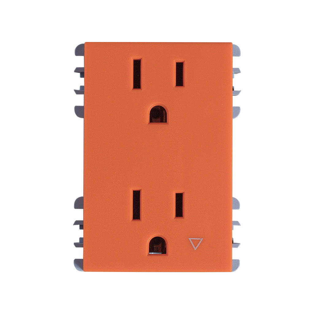 TOMA CORRIENTE DUPLEX TIERRA AISLADA 16A 127V NARANJA S26