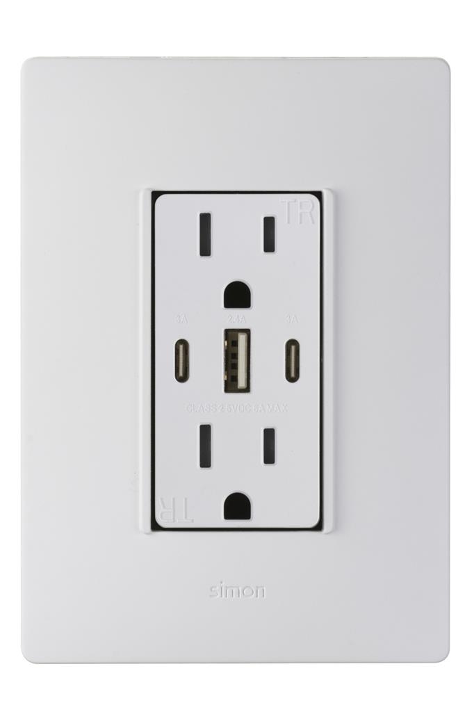 CONTACTO DUPLX 2P+T 15A 125V C/USB A+2XC 5VDC 2.4A+3A BC S26