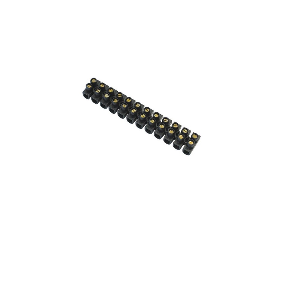 Regleta de conexiones RS PRO de 12 vías, para cable de 2.5 mm², 24A, 400 V,  Tornillo, de color Negro