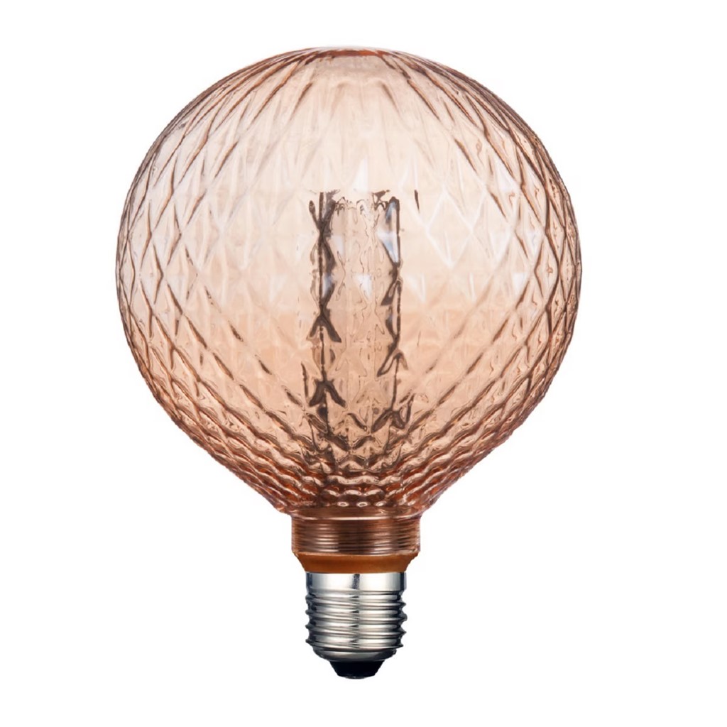 LAMP LED FILAMENTO G125 E27 3W 127V 20K ATEN AMBAR ROMBOS