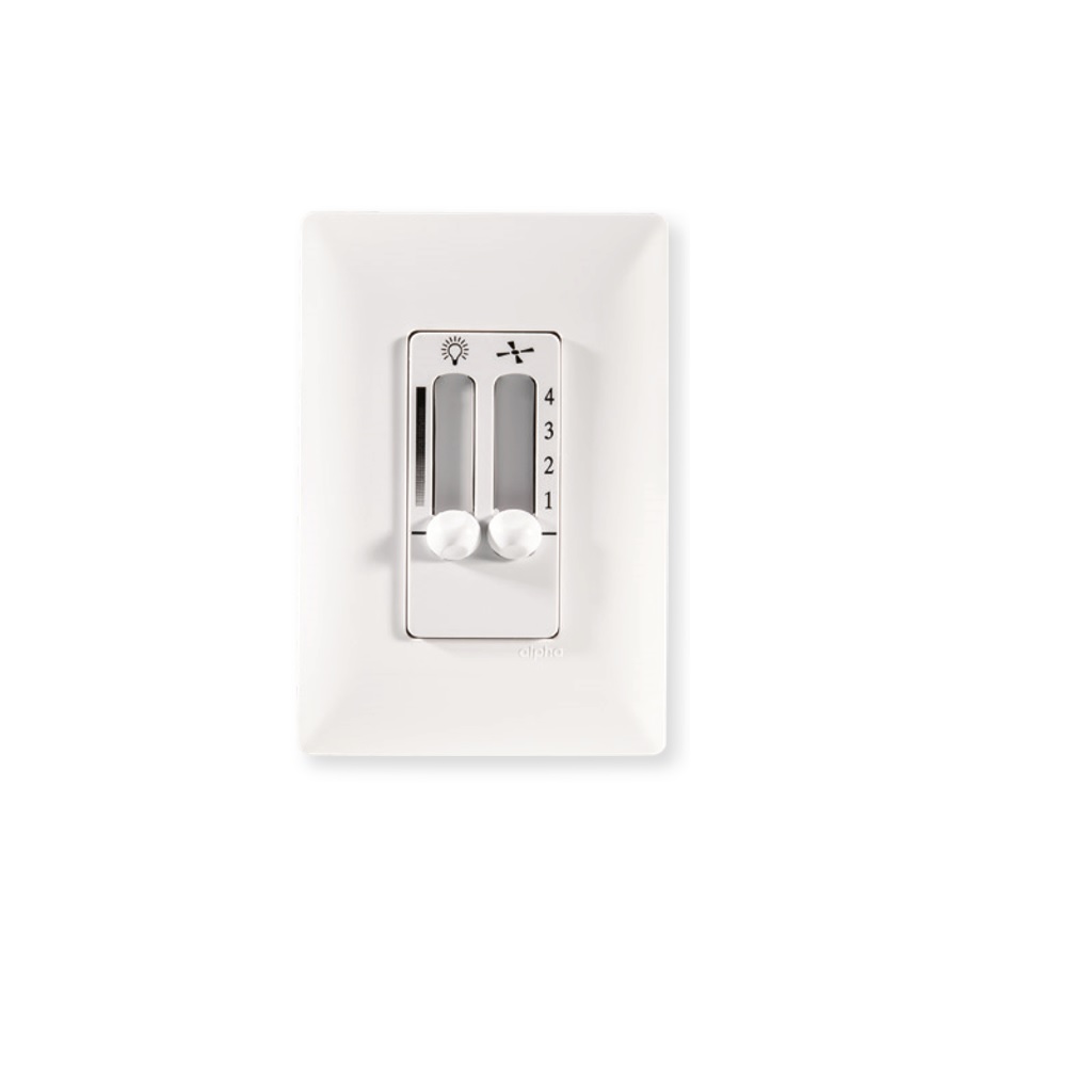 CONTROL DUAL DESLIZABLE 120V BLANCO P/VENTILADOR/LUZ C/PLACA