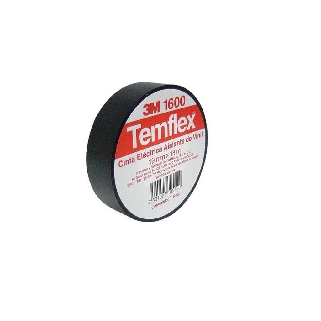 Cinta de aislar Temflex 1600, negra, CT1600 3M