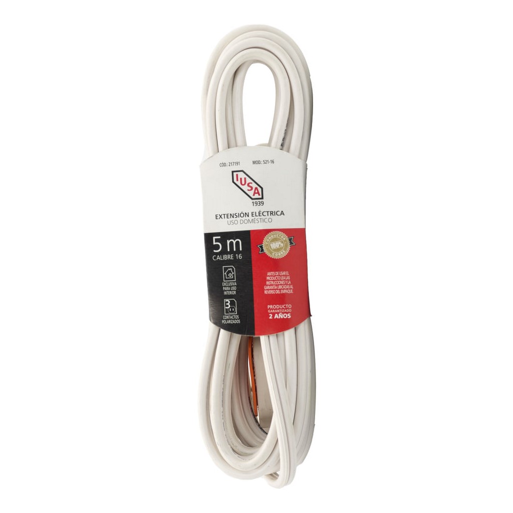 EXTENSION POT 16AWG 5M POLARIZADA BLANCA IUSA