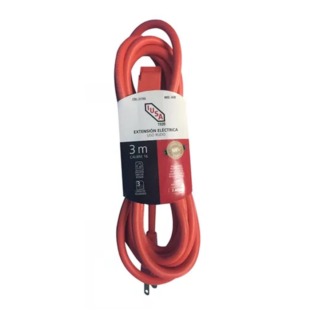 EXTENSION USO RUDO 2X16AWG 3M POLARIZADA NARANJA IUSA