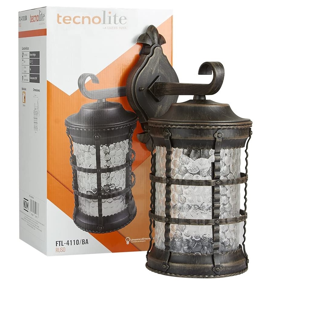 LUM EXT MURO 100W 127V BRON ANT S/LAMP RUSO TECNO
