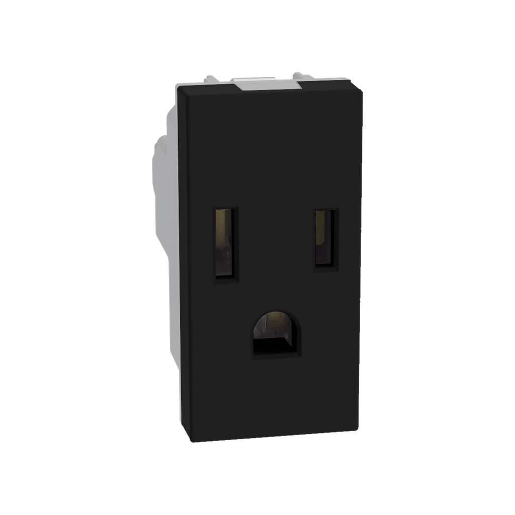 TOMACORRIENTE 2P+T 15A-127V 1MOD NEGRO MATE