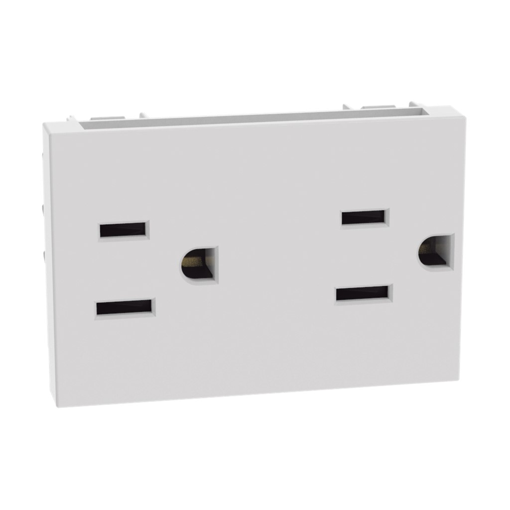TOMACORRIENTE DUPLEX 2P+T 15A 127V 3MOD BLANCO