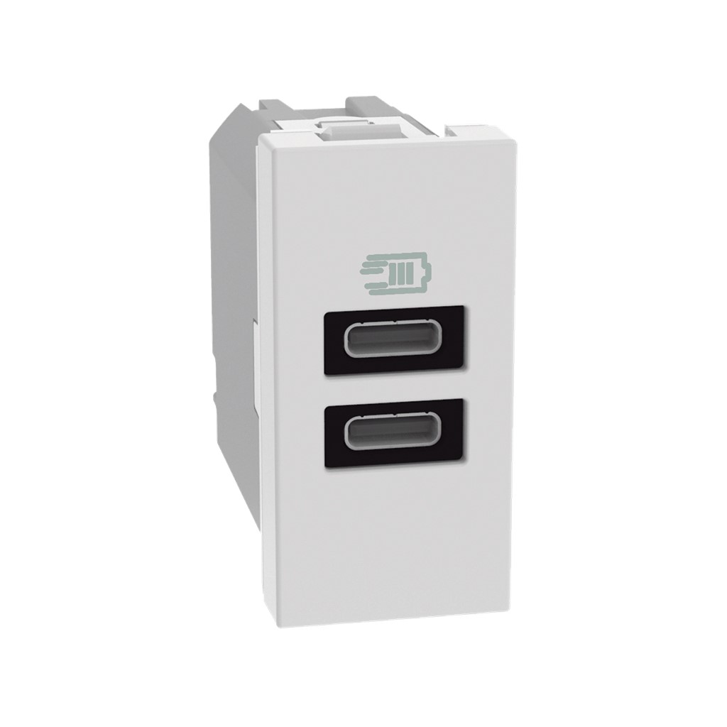 CARGADOR USB TIPO C + C 127V SALIDA 3A-5VCD 1MOD BLANCO