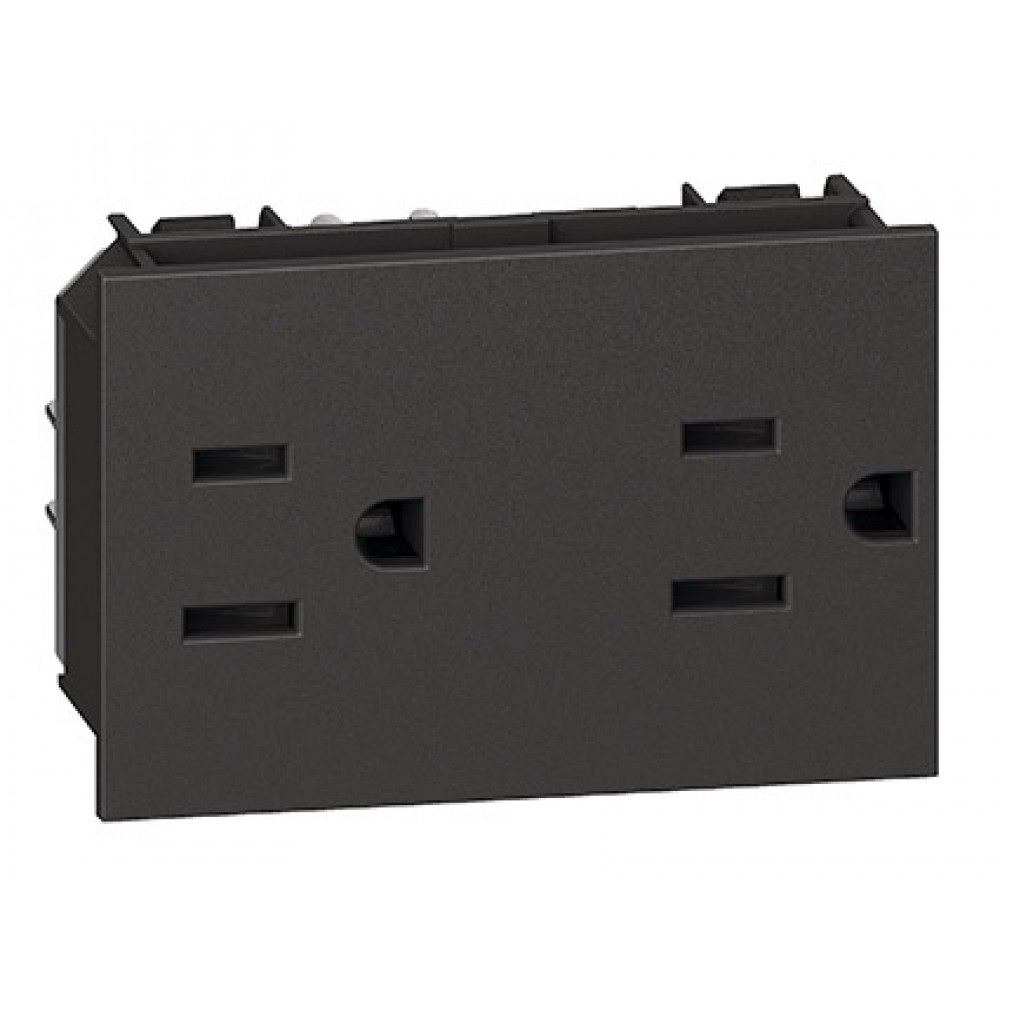 TOMACORRIENTE DUPLEX 2P+T 15A 127-250V 3MOD NGO
