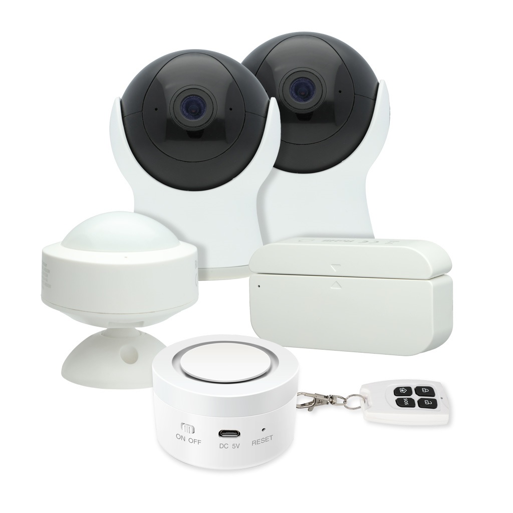 KIT 2 CAMARAS SIRENA SENS PV SENS MOV CONTROL