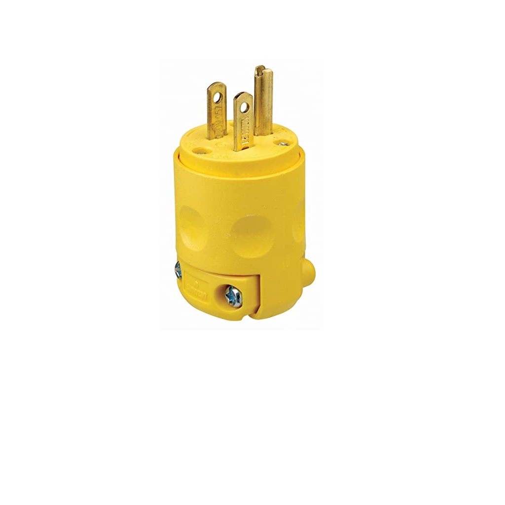 CLAVIJA DE HULE 2P3H 15A -125V NEMA 5-15P AMARILLA
