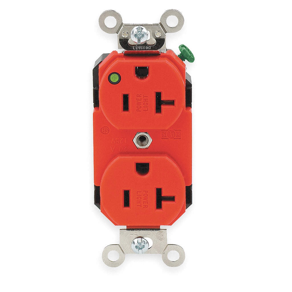 CONTACTO DPX GRADO HOSPITAL T AISLADA 20A 125V 2P 3H ROJO