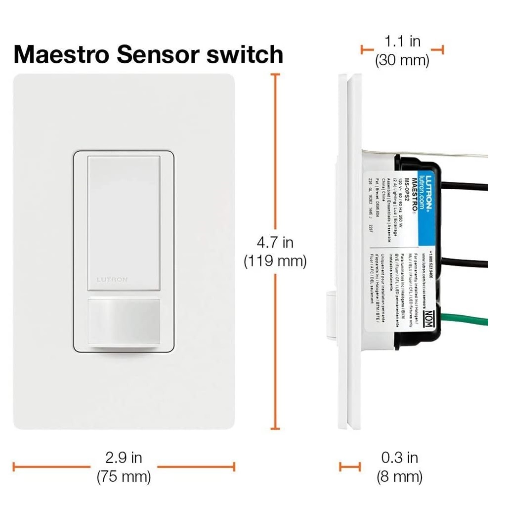 SWITCH MAESTRO 2A BLANCO CON SENSOR PRESENCIA