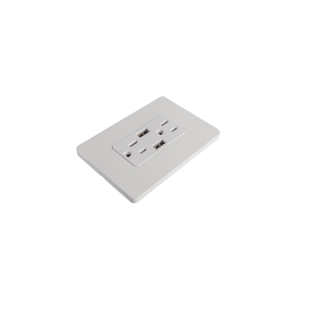 CONTACTO DUPLEX 2P +T 15A-125V BLANCO C/2 USB C/CHASIS