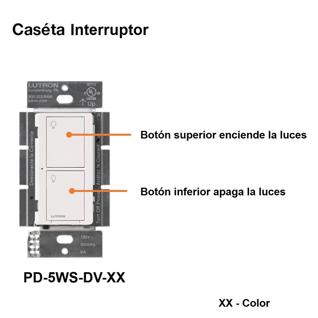 APAGADOR SIN NEUTRO 120/277V 5A BLANCO CASETA