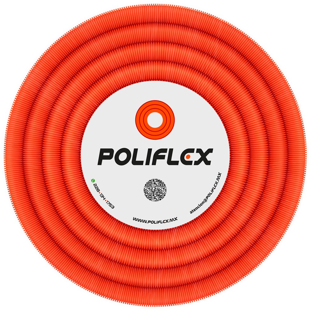 POLIFLEX NARANJA BICAPA ROLLO 50 MTS 1 1/4PG INTERIOR LISO