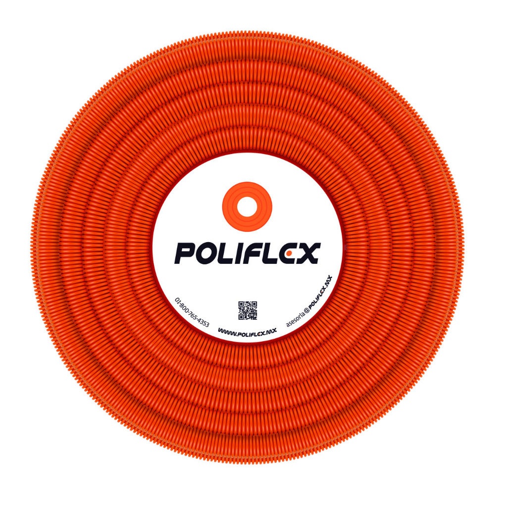 POLIFLEX NARANJA BICAPA ROLLO 50 MTS 1 1/4PG INTERIOR LISO