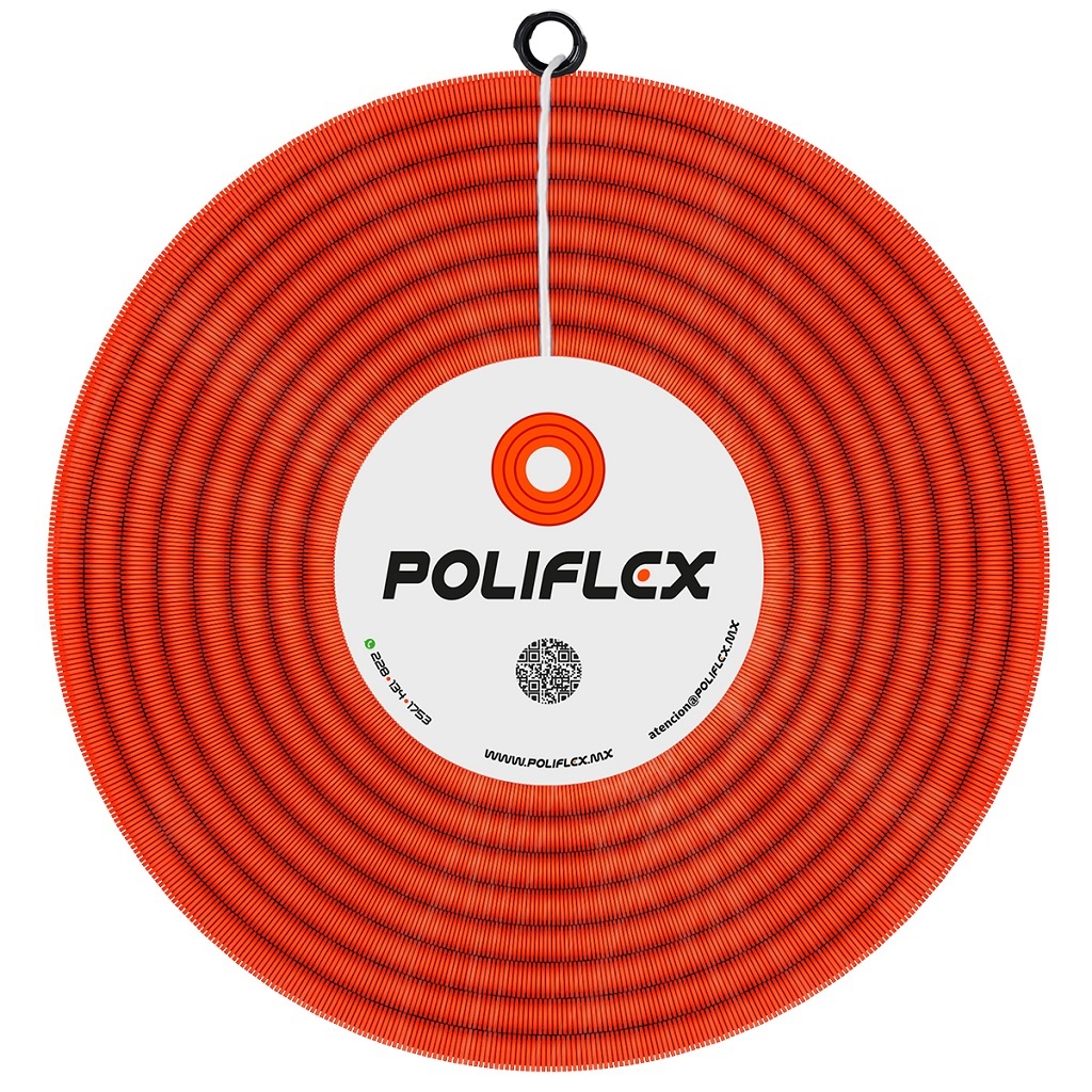 POLIFLEX NARANJA C/GUIA DE 1/2” ROLLO 100M
