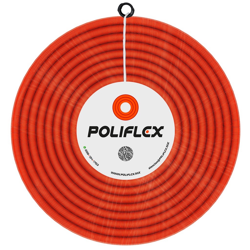 POLIFLEX NARANJA C/GUIA DE 1/2PG ROLLO 100M