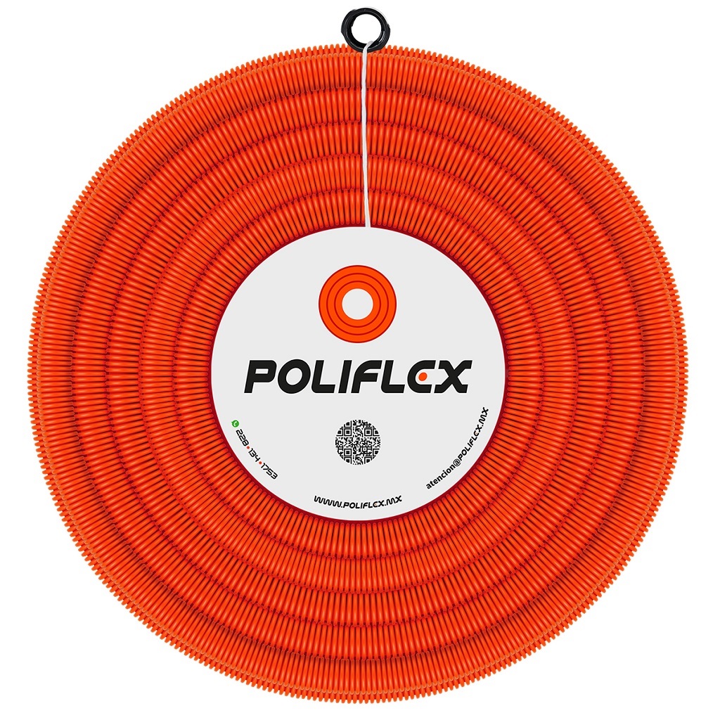POLIFLEX NARANJA C/GUIA DE 3/4PG ROLLO 50M