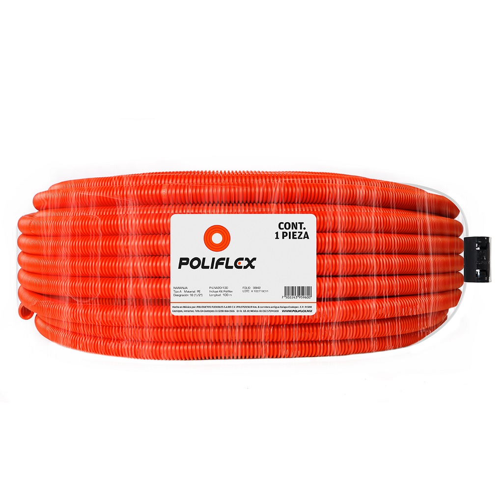 POLIFLEX NARANJA DE 1/2” ROLLO 100M