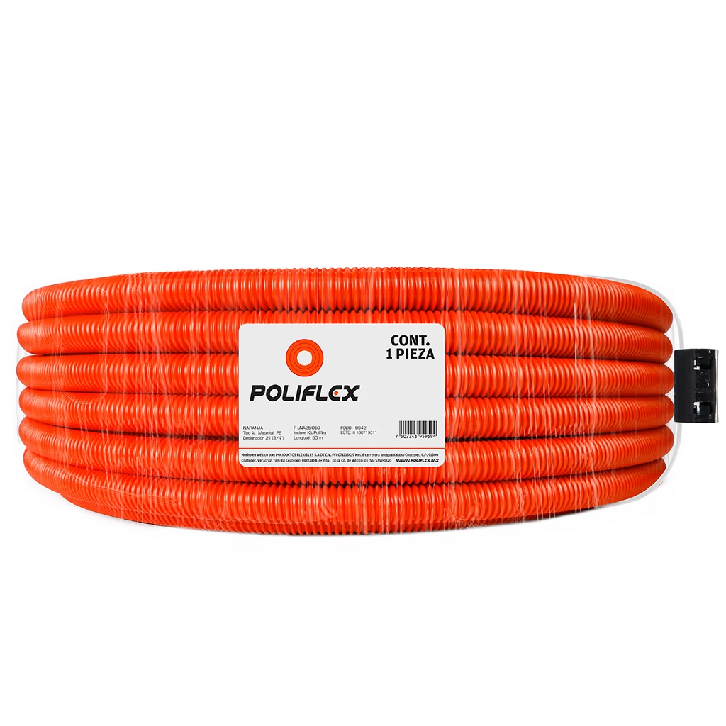 POLIFLEX NARANJA DE 3/4” ROLLO 50M