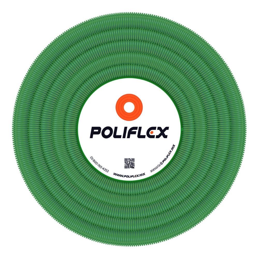 POLIFLEX TRICAPA VERDE EDIF VERT ENT C/GUIA 1/2" ROLLO 100MT