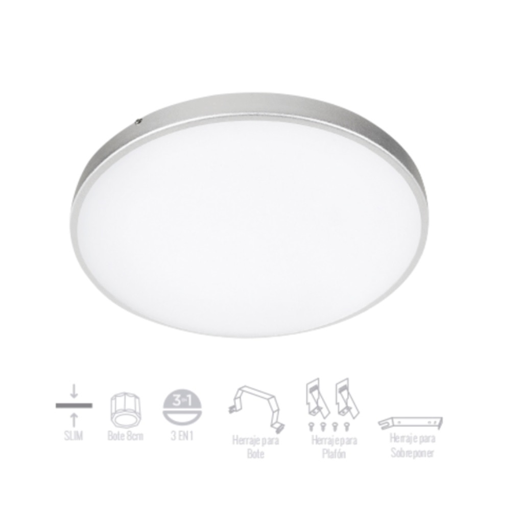 LUM INT PLAFON LED 12W 127V 65K SATIN IBIZA I TECNO