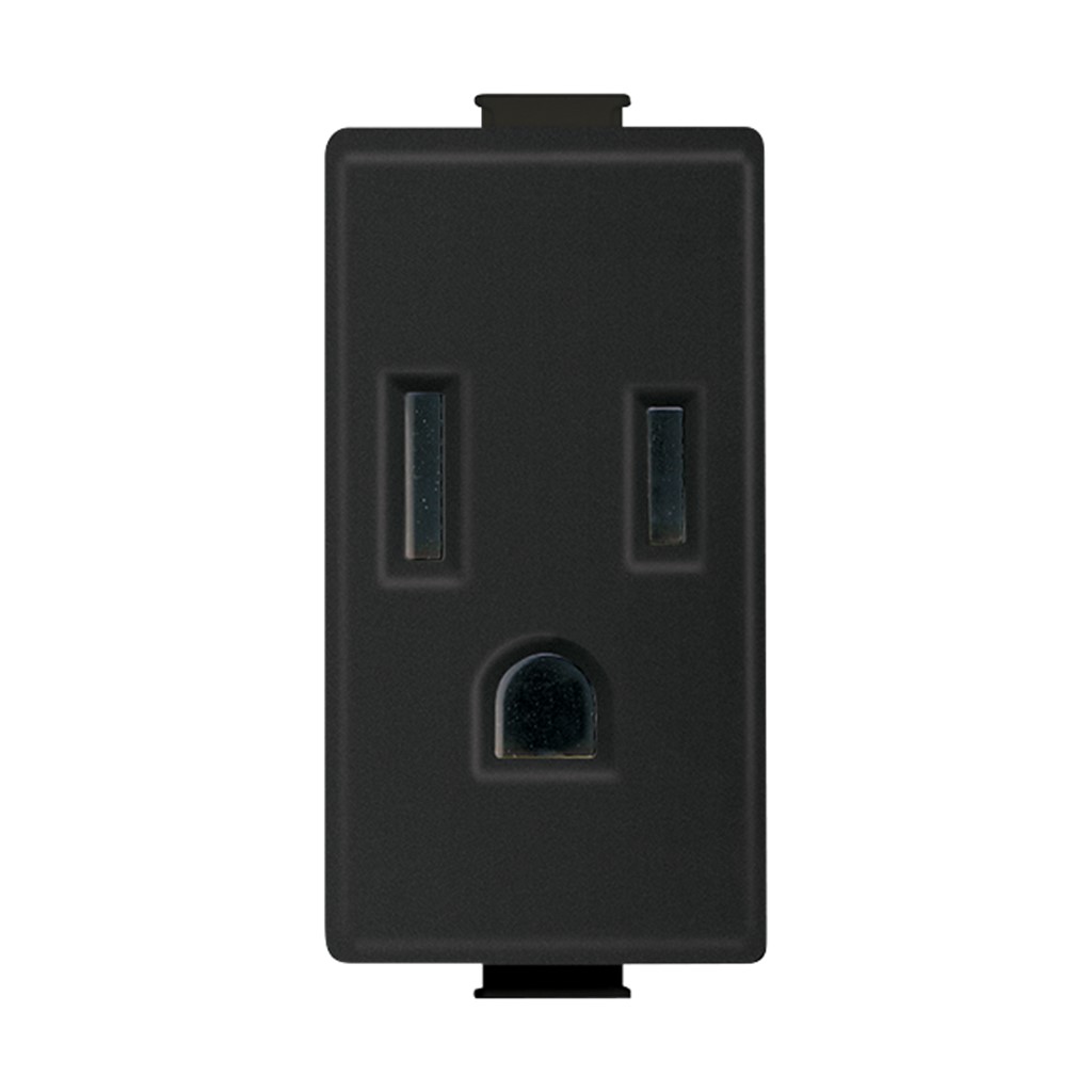 CONTACTO 2P +T 15A-127-250V C/PROT INF NEGRO MATE