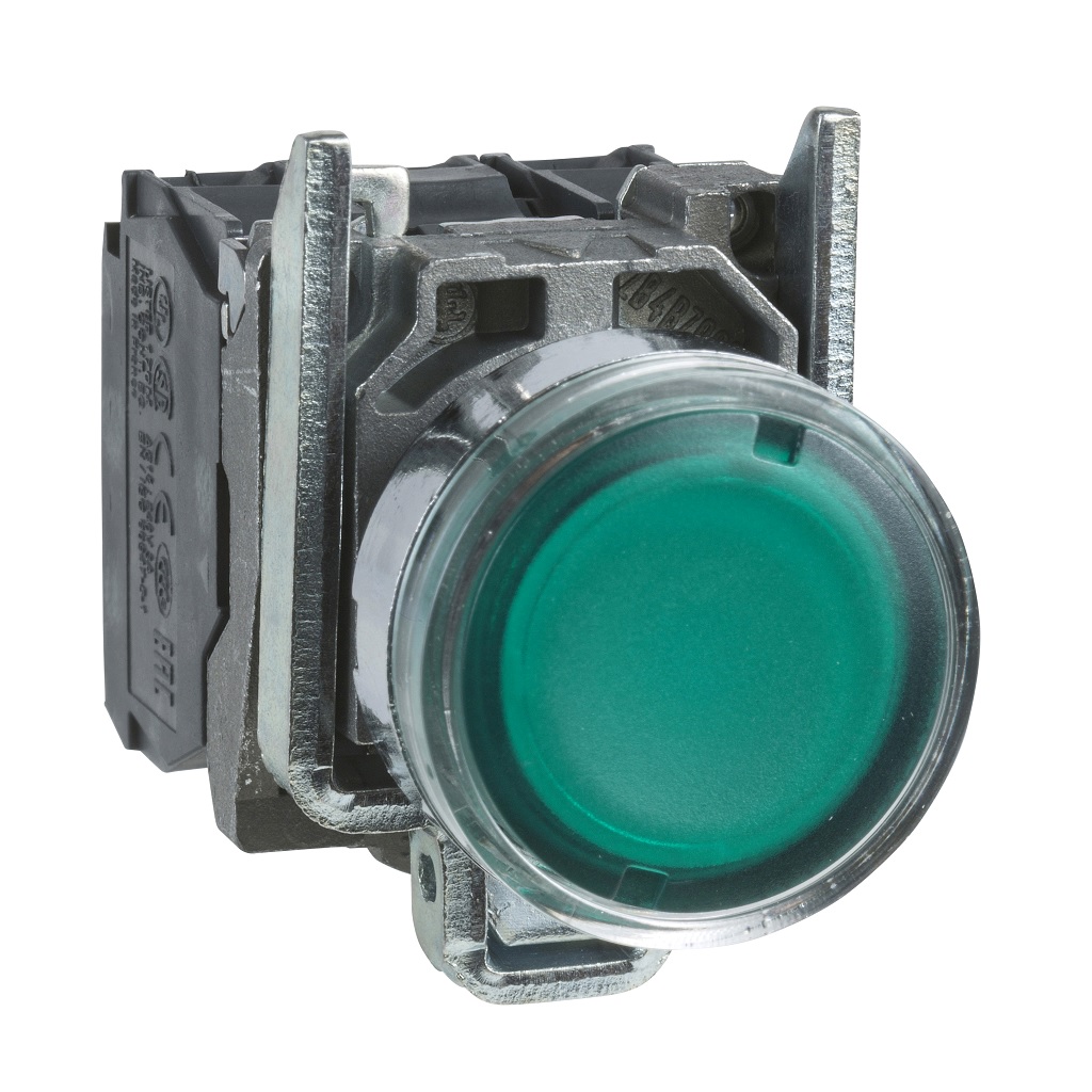 PULSADOR ILUM VERDE NA-NC 24V CA/CD LED