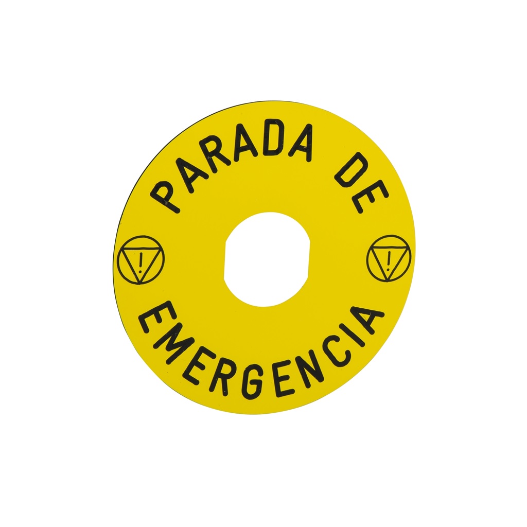 PLACA LEYENDA CON TEXTO PARADA DE EMERGENCIA