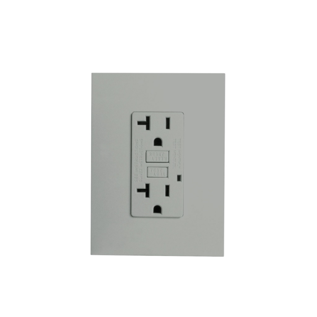 CONTACTO DUPLEX GFCI 20A-125V PLATA FALLA A TIERRA