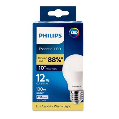 LAMP LED A19 E27 12W(100W) 120V 30K ON/OFF ESSENTIAL PHILIPS