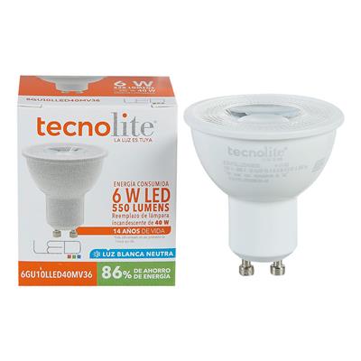 LAMP LED MR GU10 6W 100-240V 40K BCO TECNOLITE