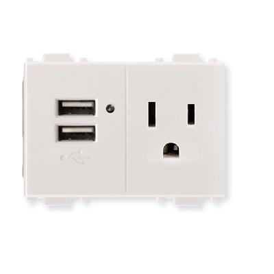 CONTACTO 2P +T 15A-127-250V BLANCO C/2 USB C/3 M