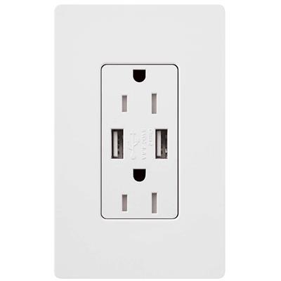 RECEPT 15A 125V C/2 PUERTOS USB BLANCO