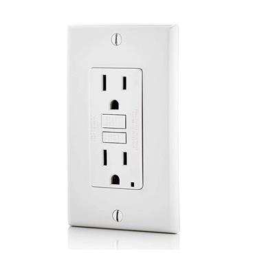 CONTACTO DUPLEX GFCI 15A BLANCO C/LUZ IND C/PLACA