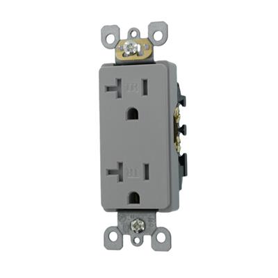 CONTACTO DUPLEX TAMPER RESISTANT 2P +T 20A-125V GRIS NEMA