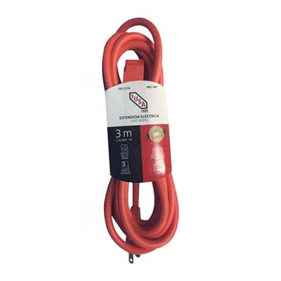 EXTENSION USO RUDO 2X16AWG 3M POLARIZADA NARANJA IUSA