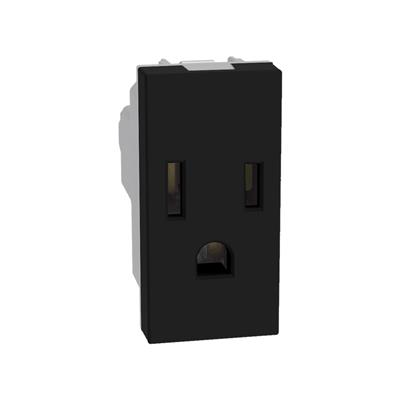 TOMACORRIENTE 2P+T 15A-127V 1MOD NEGRO MATE
