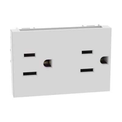 TOMACORRIENTE DUPLEX 2P+T 15A 127V 3MOD BLANCO