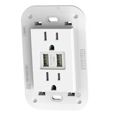 TOMACORRIENTE DUPLEX 2P+T 2USB A+A 3.1A C/CHASIS BLANCO