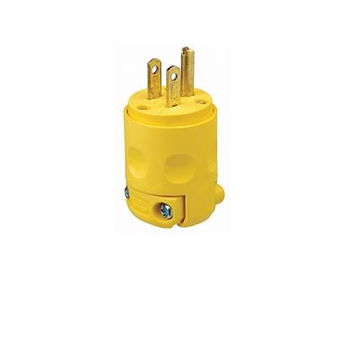 CLAVIJA DE HULE 2P3H 15A -125V NEMA 5-15P AMARILLA