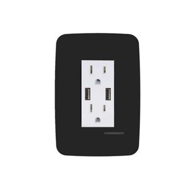 RECEPTACULO DPX 2P+T 20A 125V 5-15R C/2USB 4A 5V+PLACA BC/NG