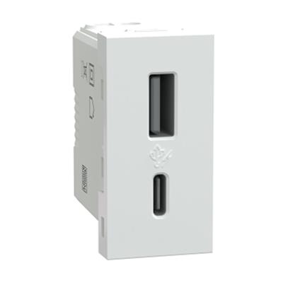 TOMA CARGADOR USB A+C 1MOD 2.4 100-240V BCO ORION