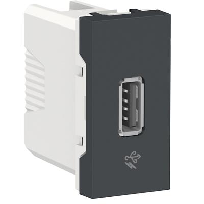 TOMA CARGADOR USB 2.0 1A 127/220V 1MOD GRAFITO ORION