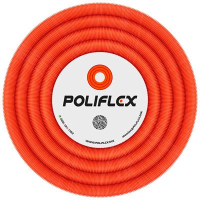 POLIFLEX NARANJA BICAPA ROLLO 50 MTS 1 1/4PG INTERIOR LISO